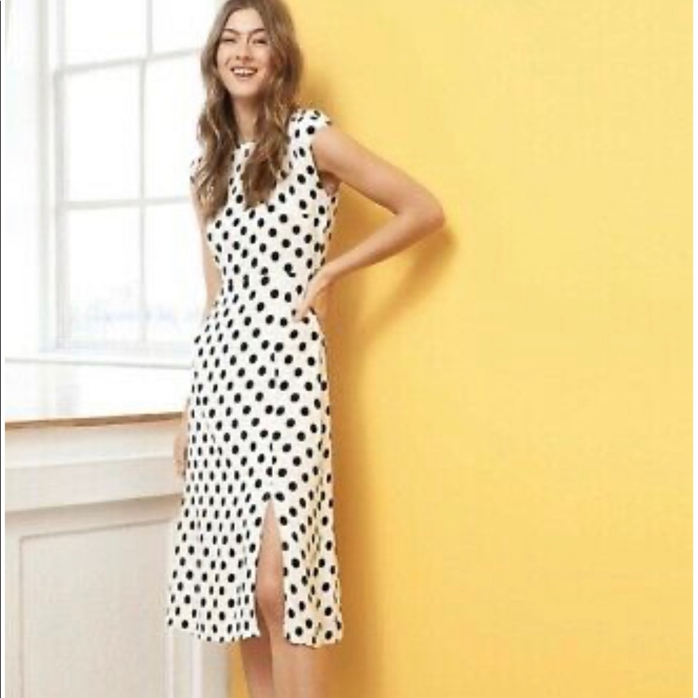 Loft polka dot white dress